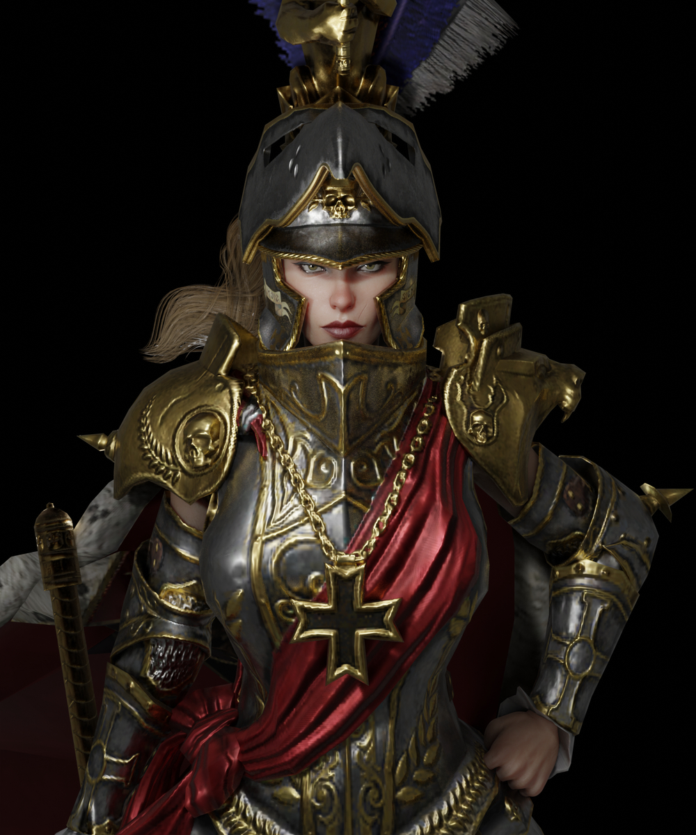 3d amulet armor armored_female big_breasts blonde_hair cape emperor empress feathered_helmet feathers genderbent hammer helmet karl_franz leader lipstick long_hair necklace ponytail red_lipstick royalty rule_63 scar scar_on_lip shoulder_pads soboro total_war total_war:_warhammer warhammer_(franchise) warhammer_fantasy yellow_eyes