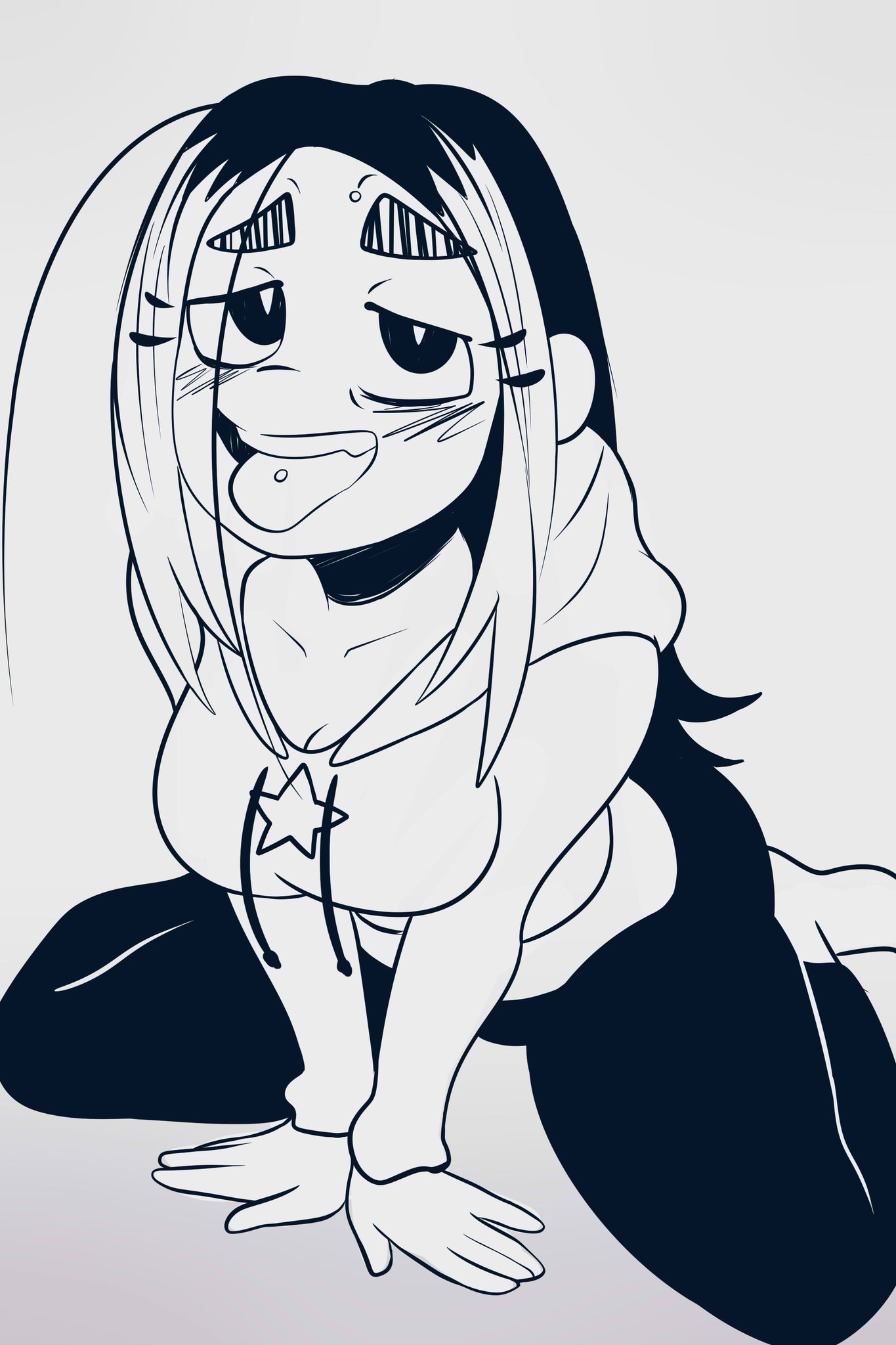 , clothed, clothing, kenzou, looking at viewer, looking up at viewer, non-nude, sticking out tongue, sticking tongue out, tiktok, tiktoker, yttriumi2f