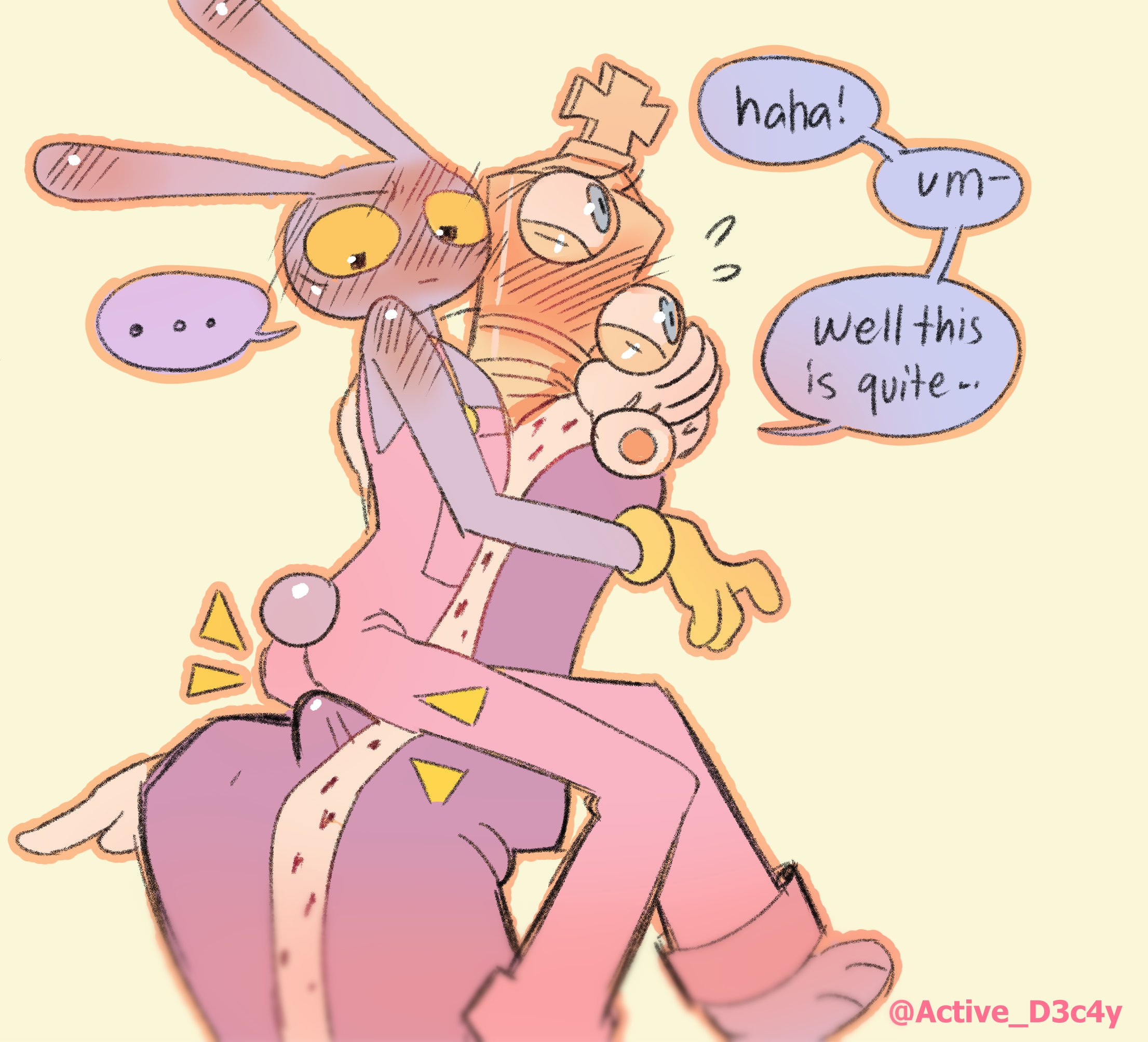active d3c4y, age difference, anthro, blush, boner, bunny, dialogue, duo, gloves, jax (tadc), jax (the amazing digital circus), kinger (tadc), kinger (the amazing digital circus), male only, male/male, object head, part 3, purple fur, rabbit, sitting on lap, sitting on penis, tagme, the amazing digital circus, yellow sclera