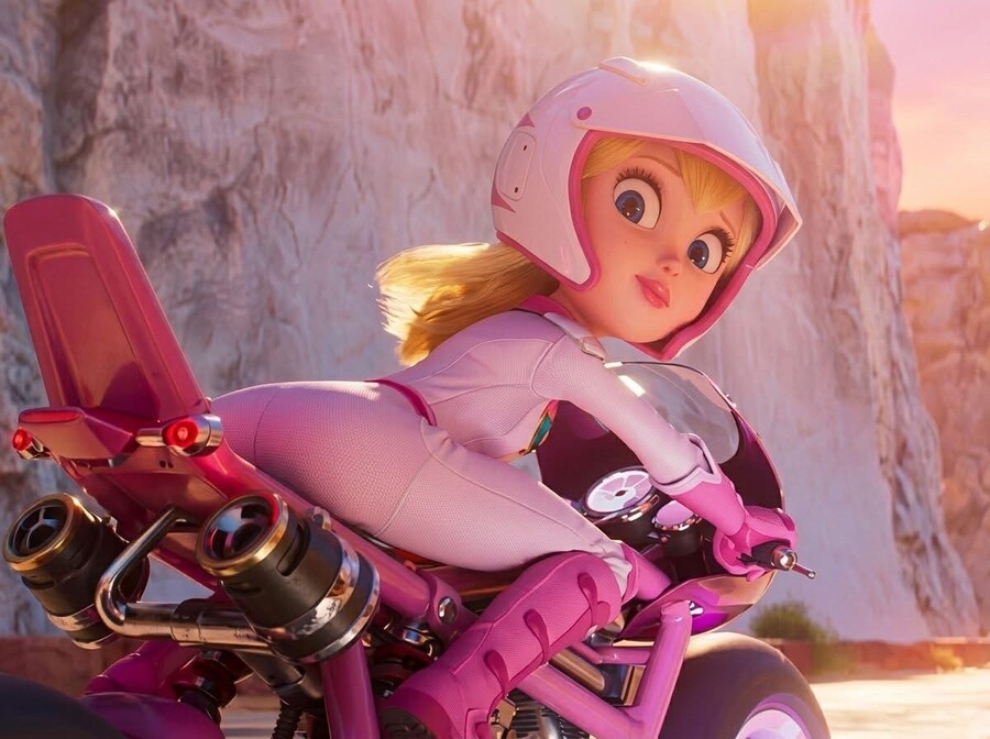 1girls, 3d, ass, ass focus, ass up, bike, biker clothes, biker girl, biker gloves, bikesuit, blonde female, blonde hair, blue eyes, butt , butt focus, clothing, female, female only, footwear, fully clothed, handwear, helmet, huge ass, human, illumination entertainment, lipstick, looking back, mario (series), mario kart, movie, nintendo, pale skin, ponytail, princess peach, princess peach (aero), princess peach (movie), riding, shoulders, sitting, sitting down, solo, suit, super mario bros., super mario bros. (2023 film), tagme, tied hair, universal pictures, universal studios, video game character, video games