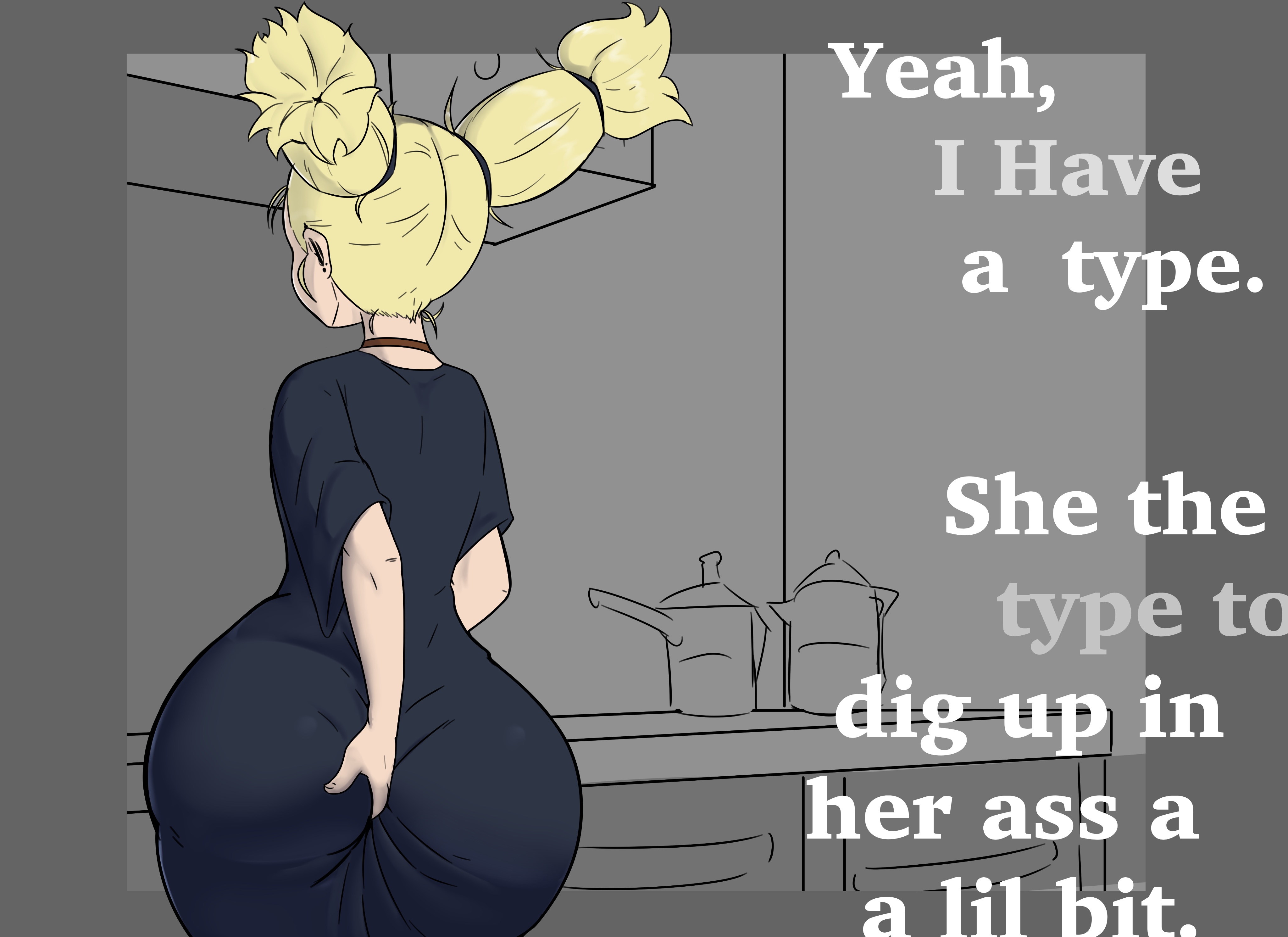 1girls, butt digging, digging up in they ass, english text, female, female only, huge ass, nishimiya momo, olerito, solo, text, tight clothing