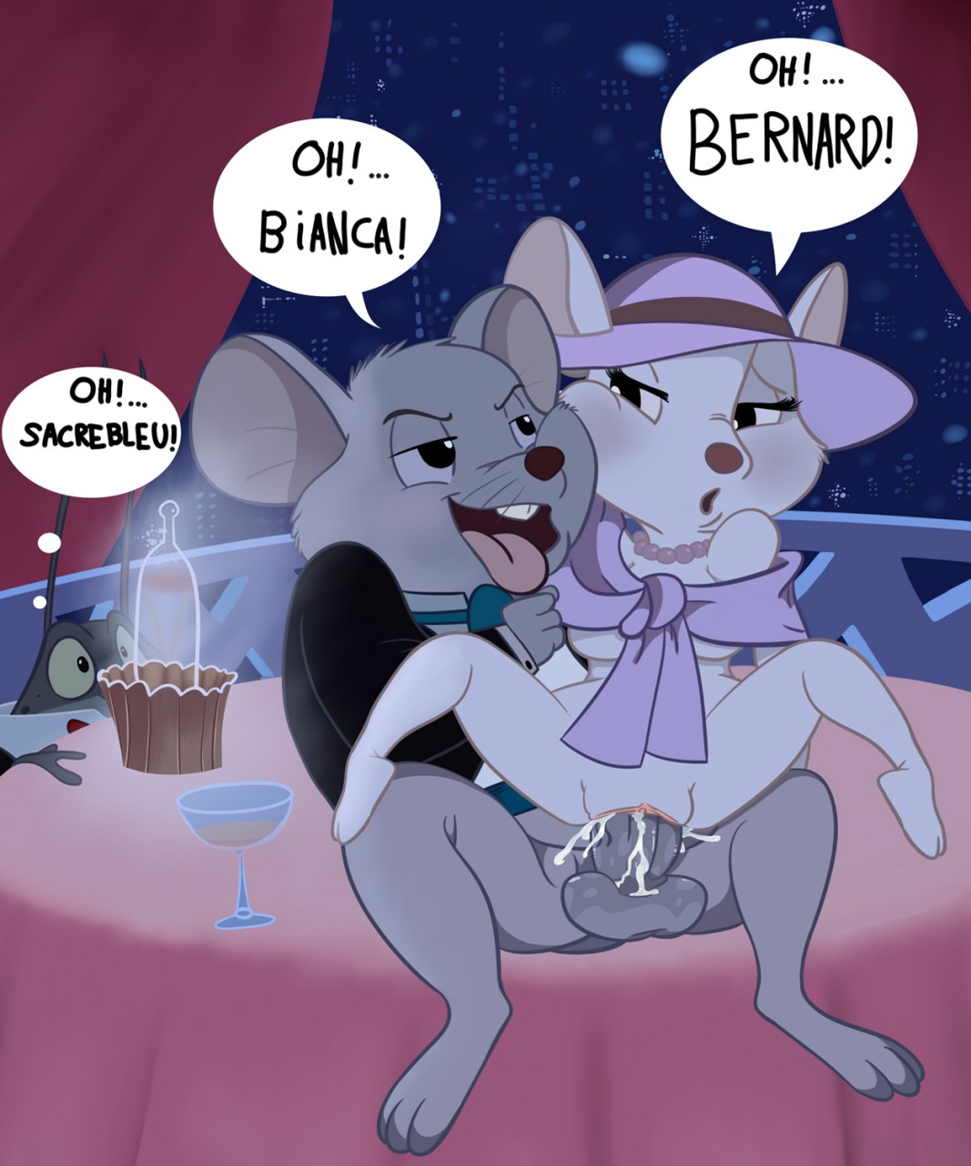 anthro bernard_(the_rescuers) creampie cum cum_in_pussy cum_inside dialogue disney duo_focus female fur furry group male mammal maychin miss_bianca mouse penetration penis pussy reptile rodent scalie sex straight testicles the_rescuers vaginal_penetration