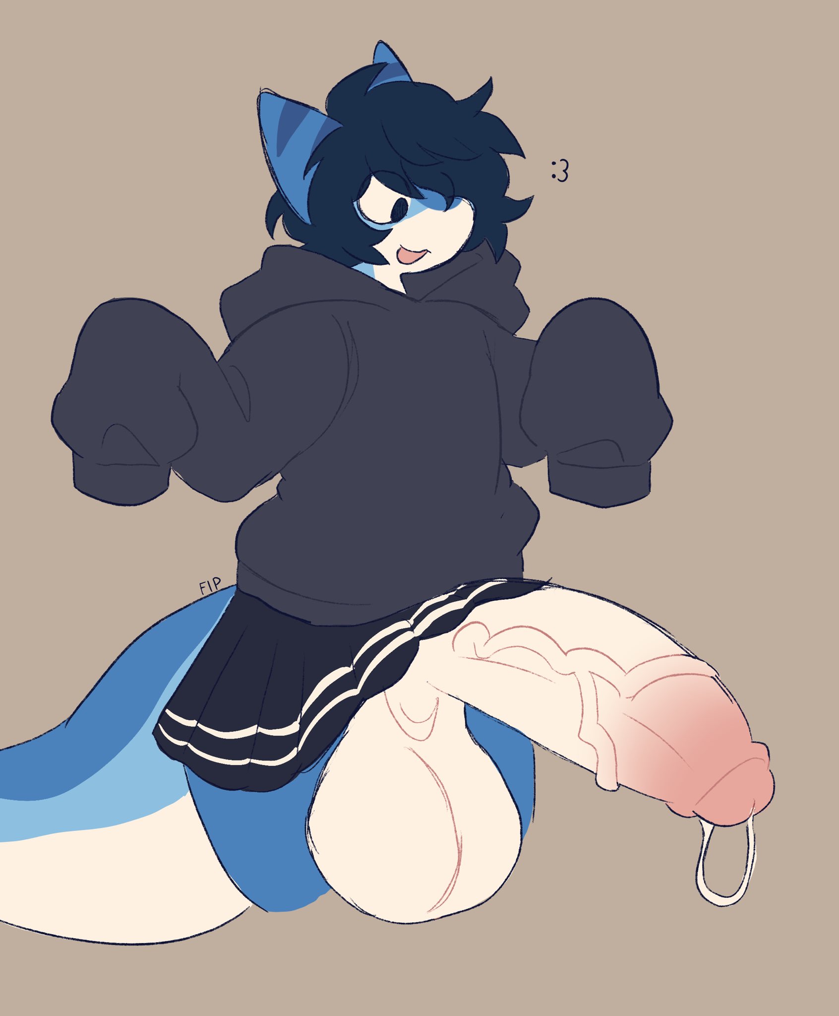anthro, balls, ballsack, big balls, big dick, big penis, blue body, dick, dripping cum, femboy, fishing iphone picture, furry, hoodie, hung femboy, hung trap, large dick, large penis, loukas (fishing iphone picture), penis, shark, skirt, skirt up, small but hung, veins, veiny penis