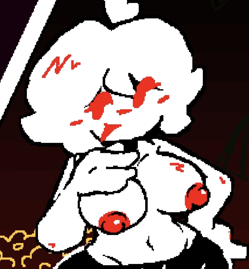 big boobs, big breasts, big thighs, big tits, boobs, breasts, breasts out, chara, chara (lovemaniac), chara (undertale), female chara, hand on breast, hand on hip, love maniac, semi nude, sexy pose, showing breasts, showing off, team nebula, tits, topless, undertale, undertale (series), undertale au