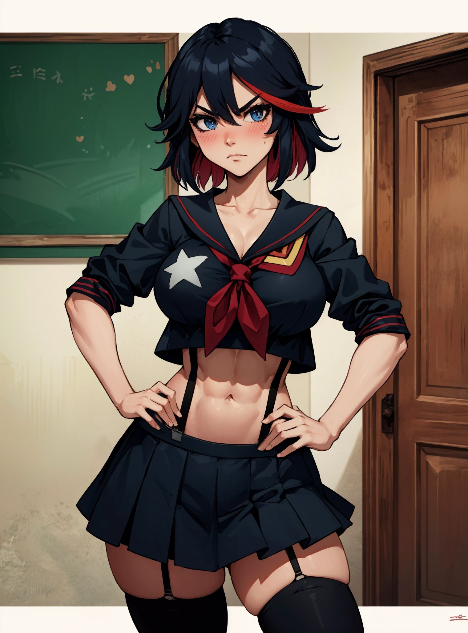 1girls, ai generated, female, female only, human, kill la kill, looking at viewer, makimass ai, matoi ryuuko, solo
