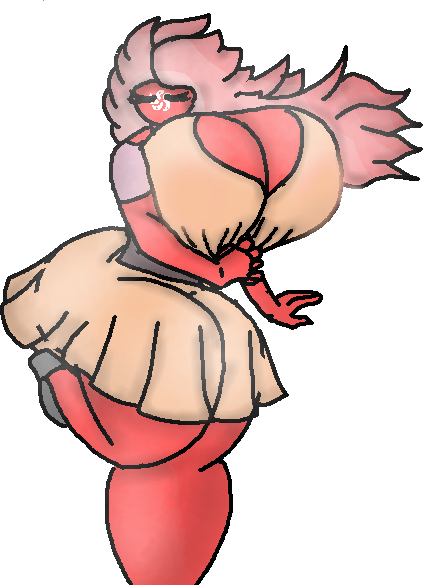 ass_bigger_than_head big_thighs body_inflation breasts_bigger_than_head closed_eyes countryhumans countryhumans_girl dejizocjan female grey_shoes hong_kong_(countryhumans) long_hair nsfw pink_hair red_body red_skinned_female small_dress thick thick_legs