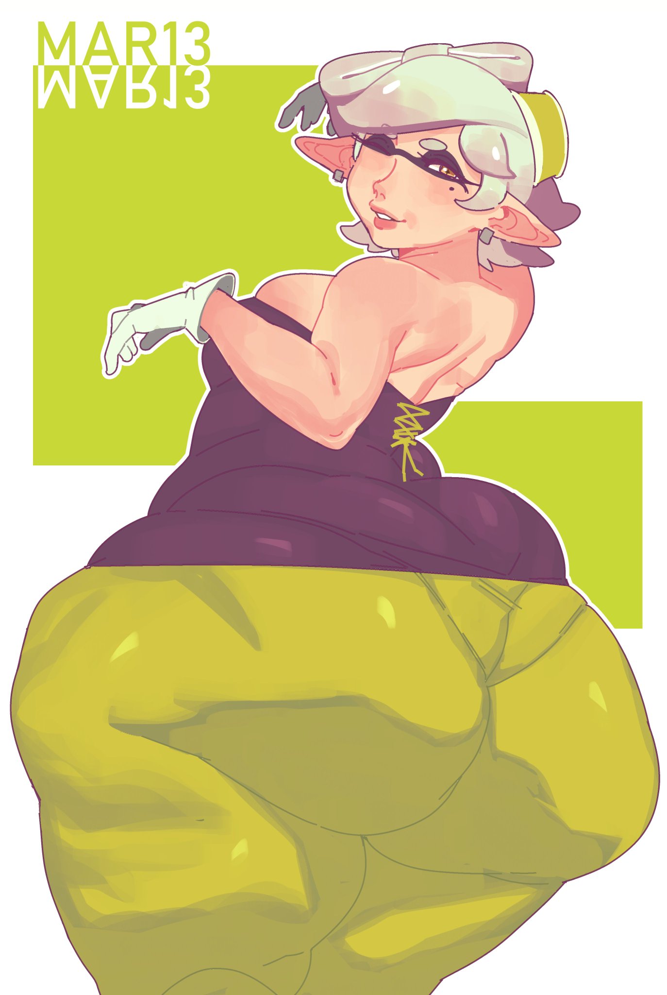 fat_ass fat_folds kafekafei marie_(splatoon) splatoon thick_thighs tight_clothing wide_ass wide_hips