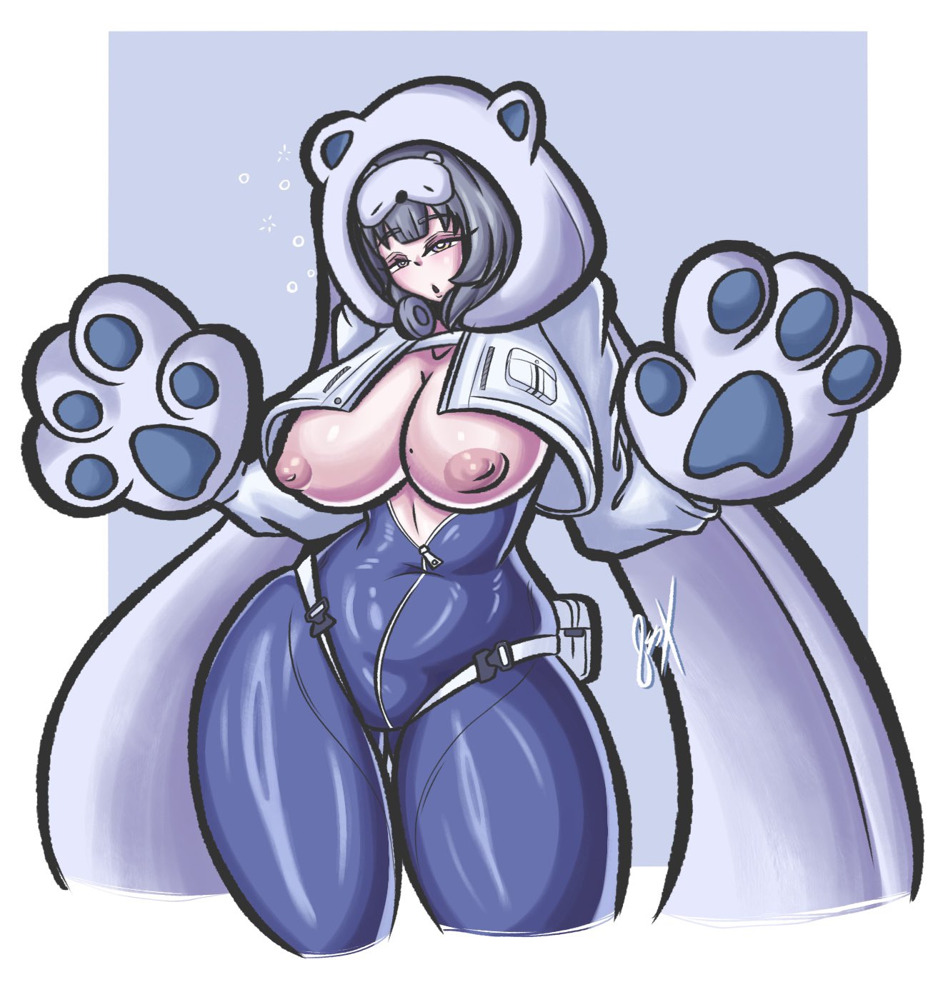 big_breasts goddess_of_victory:_nikke neve_(nikke) polar_bear sleepy tagme tagme_(character) white_hair