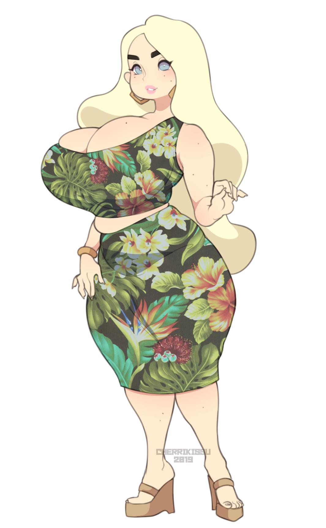 1girl 1girls 2019 artist_self-insert belly belly_button big_breasts blonde_hair blue_eyes bracelet breasts cheri_(cherrikissu) cherrikissu chubby chubby_female digital_drawing_(artwork) digital_media_(artwork) earrings eyelashes female fully_clothed happy heels hips human jewelry lips looking_at_viewer navel panties real_person self_portrait smiling visible_panties voluptuous voluptuous_female yellow_eyes