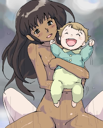 1girls artist_request breasts brown_eyes brown_hair dark-skinned_female dark_skin female gundam human karlmann_dukartuse long_hair male nude sex shakti_kareen tagme victory_gundam