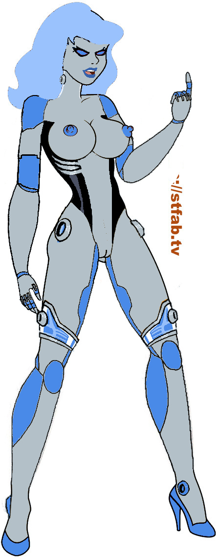 cyborg daphne_blake female hanna-barbera heel metal nipples pussy robot scooby-doo signature text