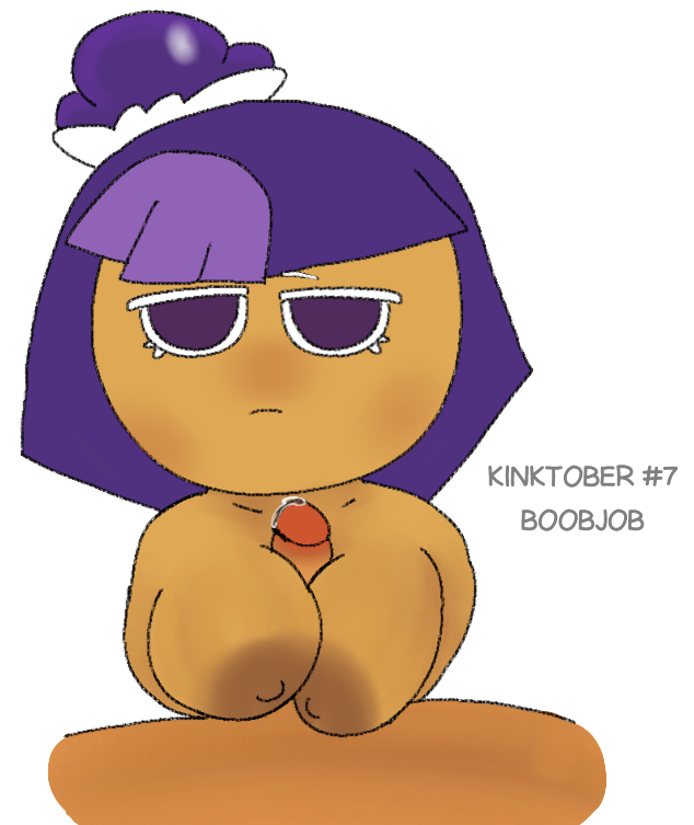 1boy 1boy1girl 1girls 99cookiepiss adventurer_cookie areolae big_breasts blackberry_cookie blush boobjob breast_squish breasts collarbone colored cookie cookie_run cookie_run_kingdom cookie_run_ovenbreak english_text humanoid humanoid_penis kinktober kinktober_2024 light-skinned_female light-skinned_male neutral_expression paizuri penis penis_between_breasts pov_crotch precum precum_drip purple_eyes purple_hair shaded short_hair text titfuck titjob video_game_character wackymustdie white_background