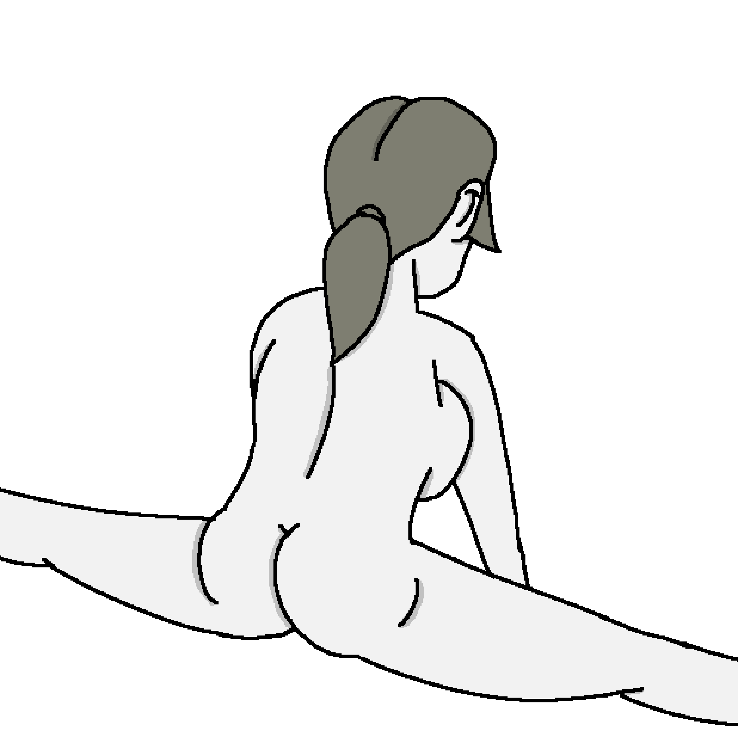 1girls ass ass_focus back_view casual female human nudist pale_skin splits wii_fit wii_fit_trainer