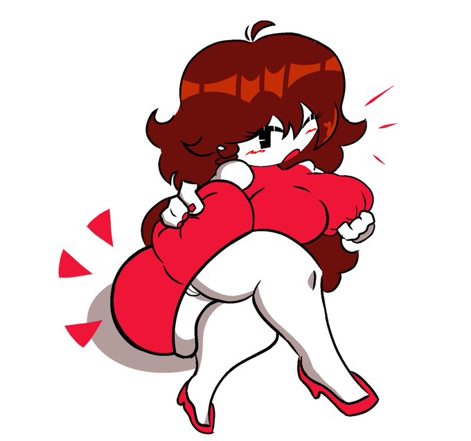 ass ass_focus ass_grab asshole big_ass big_breasts breast_grab female female_only fnf friday_night_funkin girlfriend_(friday_night_funkin) hunnybunarts newgrounds red_hair red_heels thick_thighs tight_fit upskirt