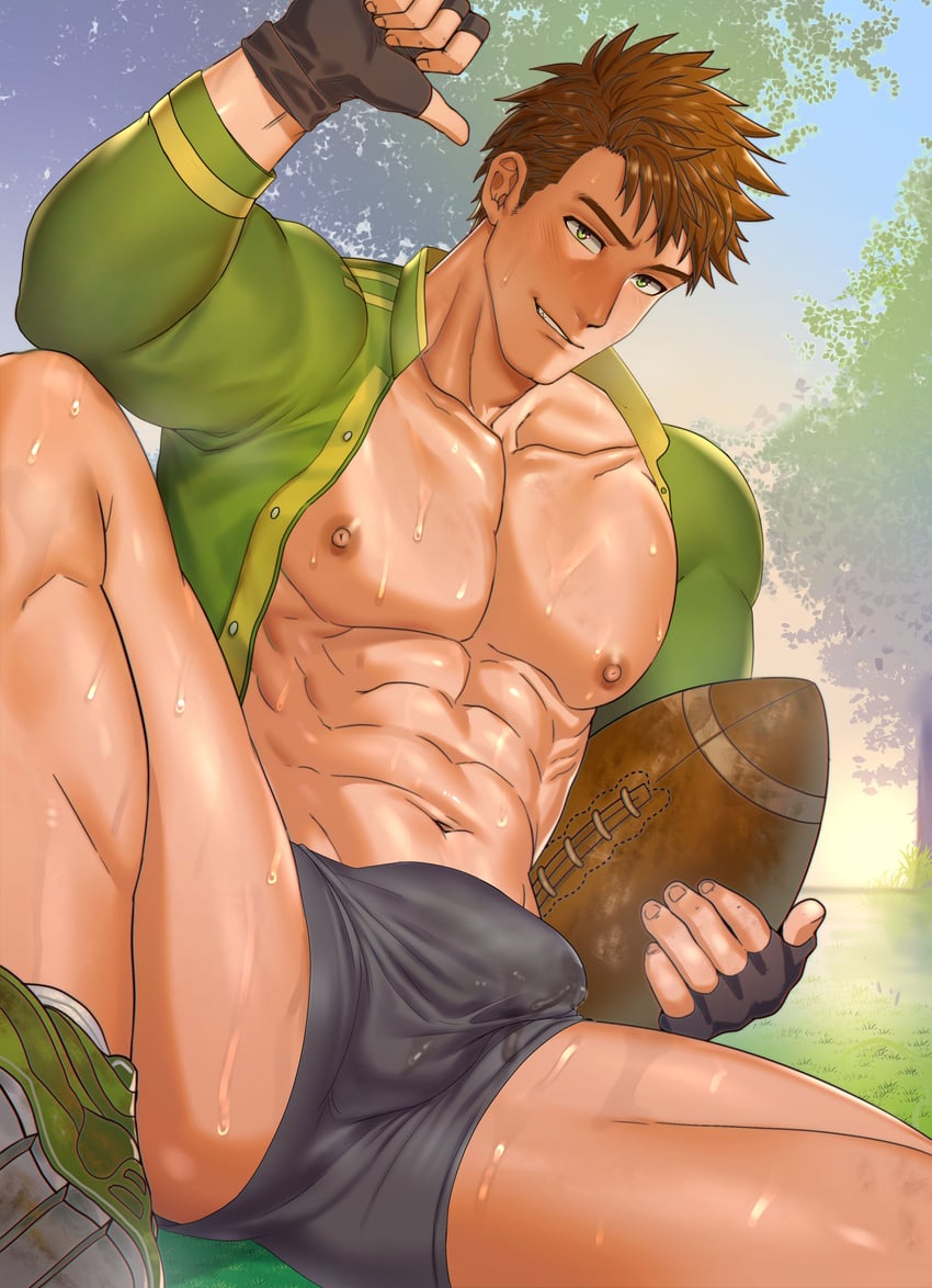 alex mullner, gay, male, male only, muscular, muscular male, solo, solo male, stardew valley, sweat, tagme