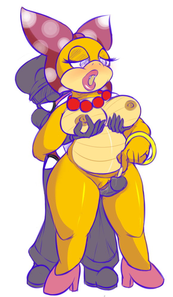 anthro blush bodyattk bow bracelet breast_grab breast_lift breasts brown_areola brown_nipples chubby clitoris fangs fat_mons female heels hips imminent_penetration jewelry koopa koopaling koopalings labia large_breasts large_nipples lips male mario_(series) necklace nintendo nipple_pinch penis perky_breasts plump_vulva pussy scalie sketch thick_lips thick_thighs thighs vagina wendy_o._koopa wide_hips