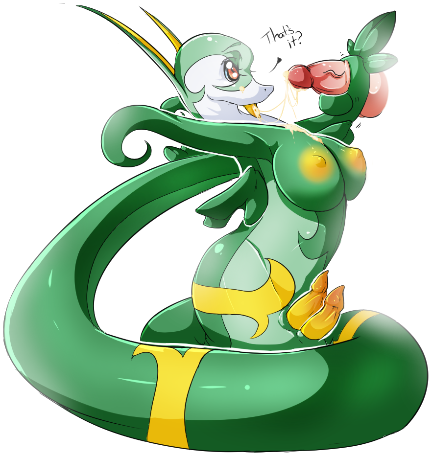 anthro areola breasts cum cum_on_chest cum_on_face cum_on_tongue diphallia diphallism disappointed disembodied_penis female futanari green_skin hemipenes intersex male multi_penis nintendo nipples oral penis penis_grab pokemon reptile scalie serperior snake snake_futa suddenhack tongue video_games yellow_nipples yellow_penis