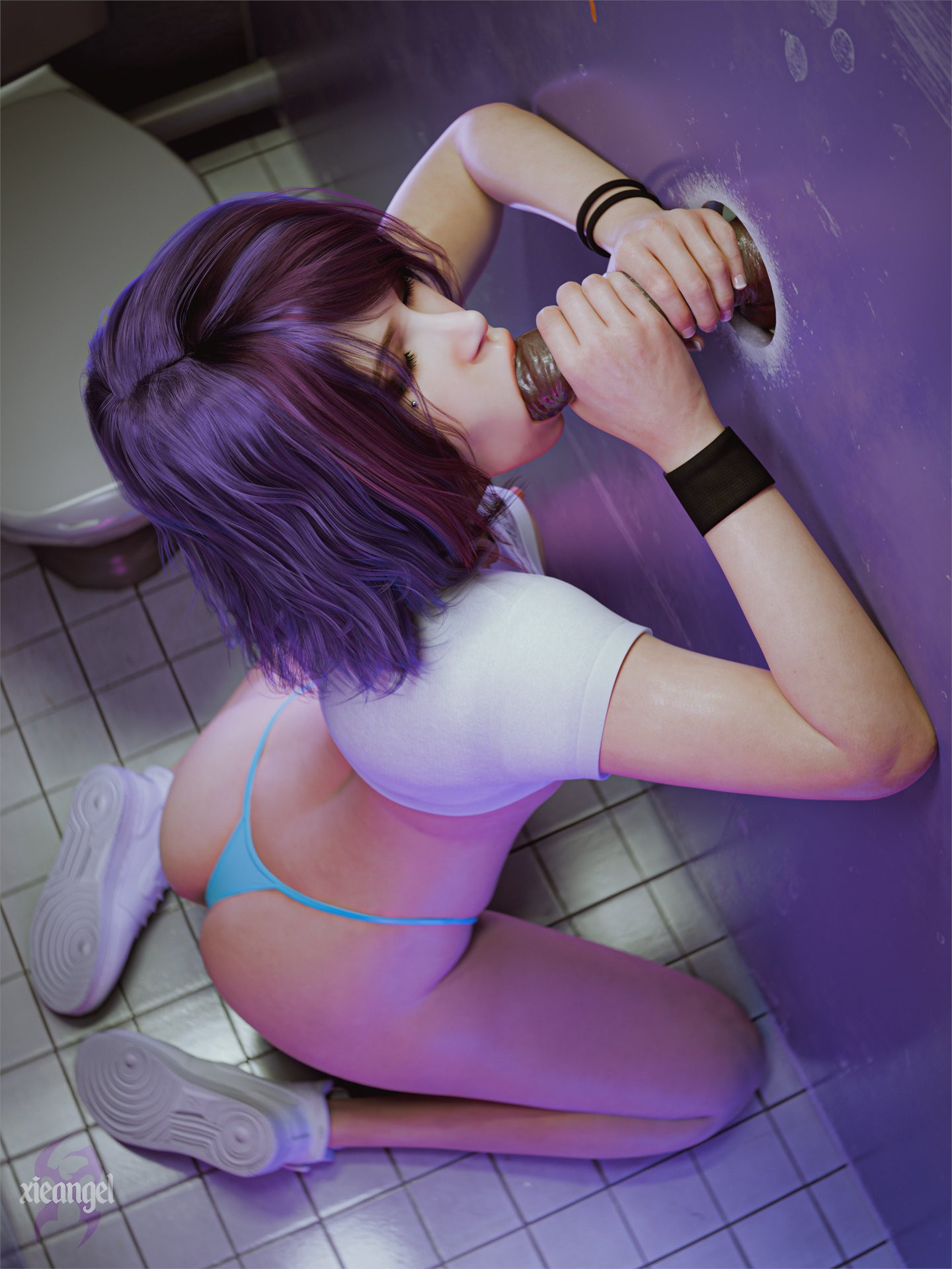 1boy, 1girls, 2025, 3d, andavaverse, areolae, bikini, bikini bottom, blowjob, both hands on cock, breasts, dark skin, dark-skinned male, duo, fellatio, female, female penetrated, g-string, glory hole, interracial, kneeling, kneeling on ground, kneeling oral position, light skin, light-skinned female, male, nipples, oral, oral penetration, oral sex, original, original character, pantsless, pantsless female, pelo, penis, shirt, shirt lift, sneakers, straight, straight sex, tagme, thong, thong bikini bottom, turquoise thong, xieangel