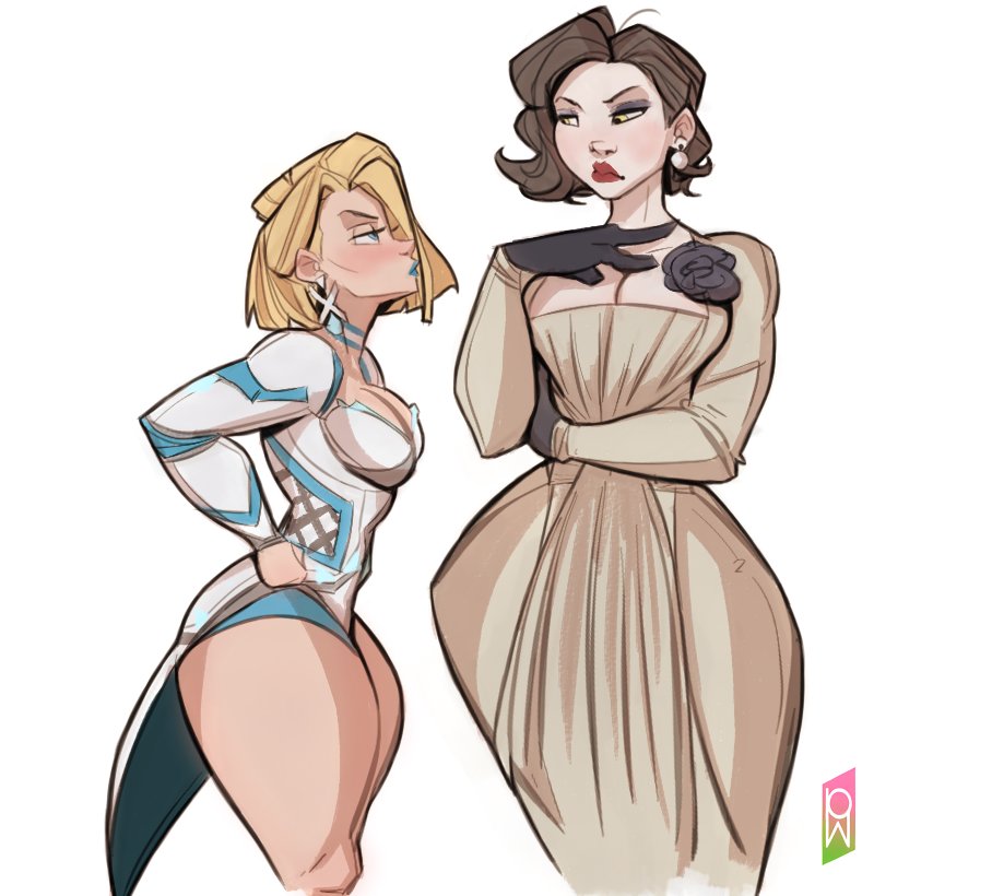 2girls, alcina dimitrescu, big ass, big breasts, big thighs, breasts, capcom, crossover, curvaceous, curvy, curvy figure, digital media (artwork), eastern and western character, emma frost, emma frost (marvel rivals), female, hellfire club, hips, homo superior, hourglass figure, huge ass, huge breasts, large ass, large breasts, legs, marvel, marvel comics, marvel rivals, mature, mature female, mutant, mutant (marvel), pale skin, pale-skinned female, resident evil, resident evil 8: village, slim waist, tall, tall female, thick, thick hips, thick legs, thick thighs, thighs, tomphelippe, voluptuous, waist, white queen, wide hips, x-men