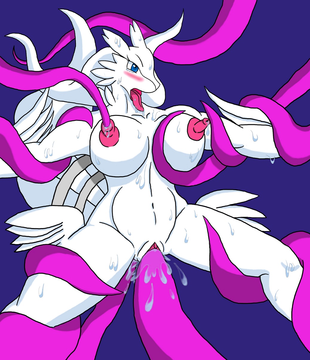 anal anthro anthrofied big_breasts blue_eyes blush breasts cum cum_inside female forced fur gt_(artist) legendary_pokemon nintendo nipple_penetration nipples nude open_mouth plain_background pokemon pussy rape reshiram restrained solo sweat tentacle tentacle_rape tongue tongue_out vaginal_penetration video_games