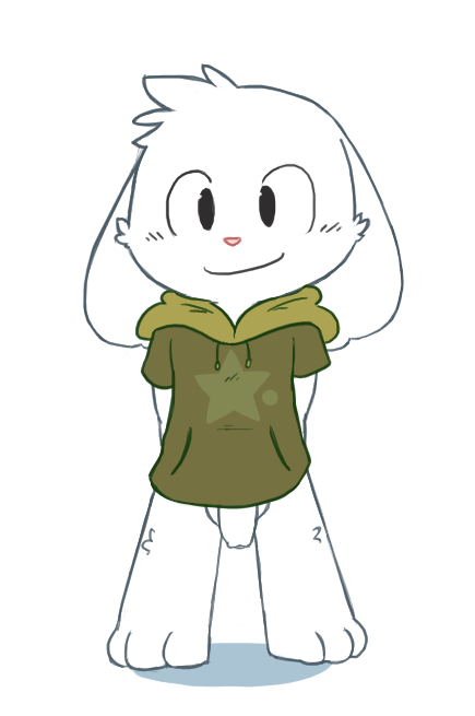 1boy anthro balls black_eyes bottomless cave_story clothed clothing fur half-dressed hoodie lagomorph looking_at_viewer male male_only mammal mimiga oob penis smile solo video_games white_fur