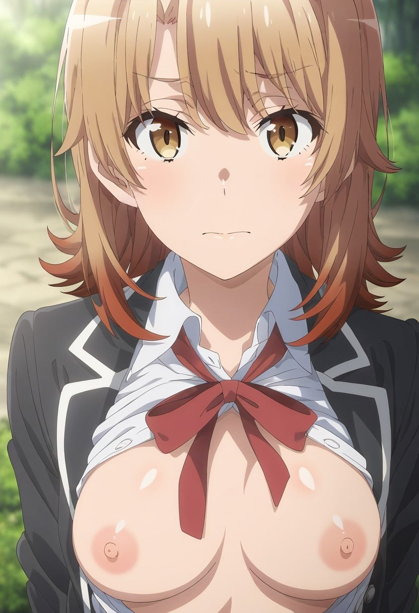 ai_generated blonde_hair blood_type_o breasts_out breasts_out_of_clothes isshiki_iroha my_teen_romantic_comedy_snafu penis school_uniform sobu_high_school_uniform yellow_eyes