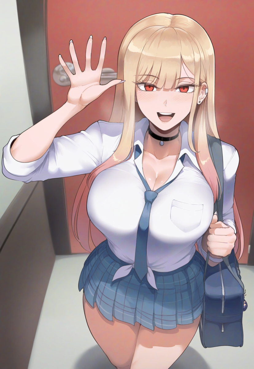 1girls ai_generated bare_legs bare_thighs big_breasts blonde_hair blush clothed clothing color female female_focus female_only hi_res kitagawa_marin large_breasts light-skinned_female light_skin long_hair looking_at_viewer meepking red_eyes school_uniform solo solo_female sono_bisque_doll_wa_koi_wo_suru tagme thick_thighs