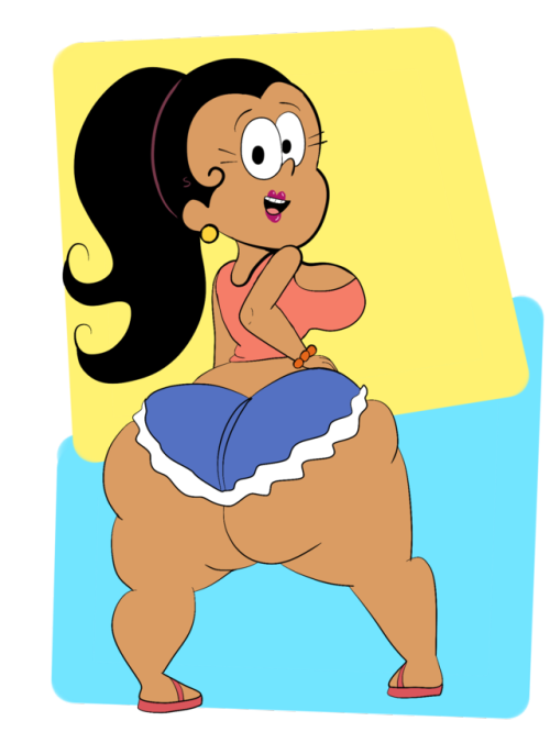 blue_background butlova carlota_casagrande huge_ass latina shorts the_casagrandes the_loud_house transparent_background yellow_background