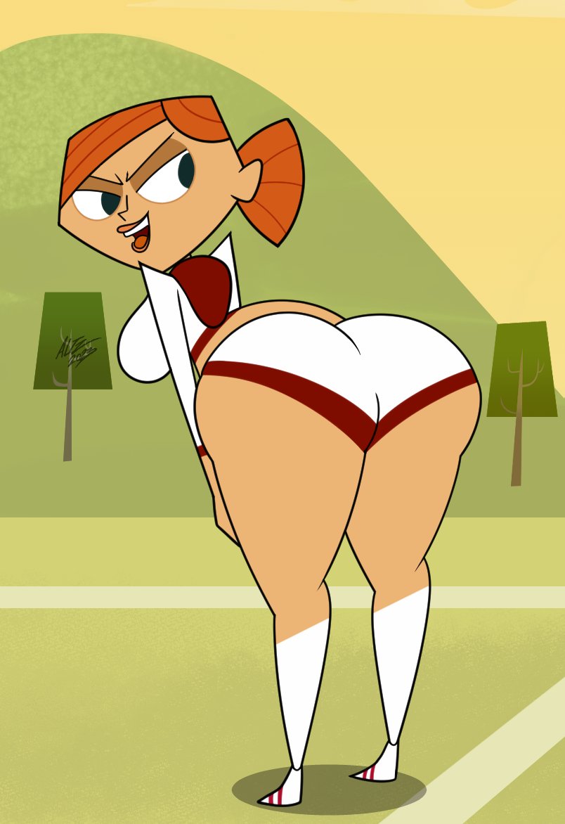 1girls altzegoz_(artist) ass ass_focus big_ass breasts huge_ass huge_butt looking_back pe_teacher_(robotboy) short_hair solo thick_thighs thighs wide_hips