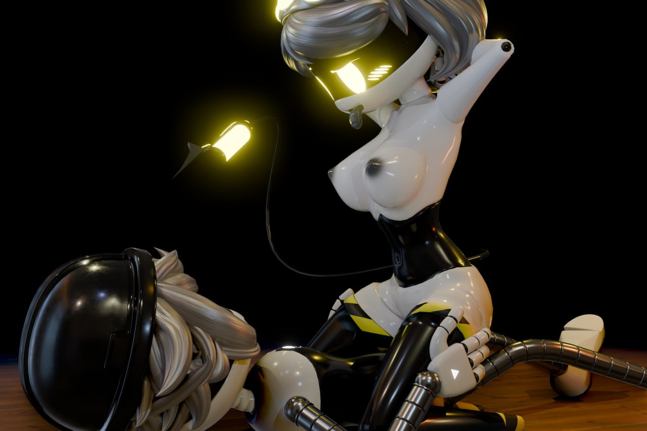 3d 3d_(artwork) alexandrstariy big_breasts butler cute drone glitch_productions gray_hair heart_eyes murder_drones n_(murder_drones) n_worker_drone robot robot_boy robot_girl sitting sitting_on_penis stepanaan tail testing v_(murder_drones) vaginal_penetration vaginal_sex white_eyes white_hair yellow_eyes