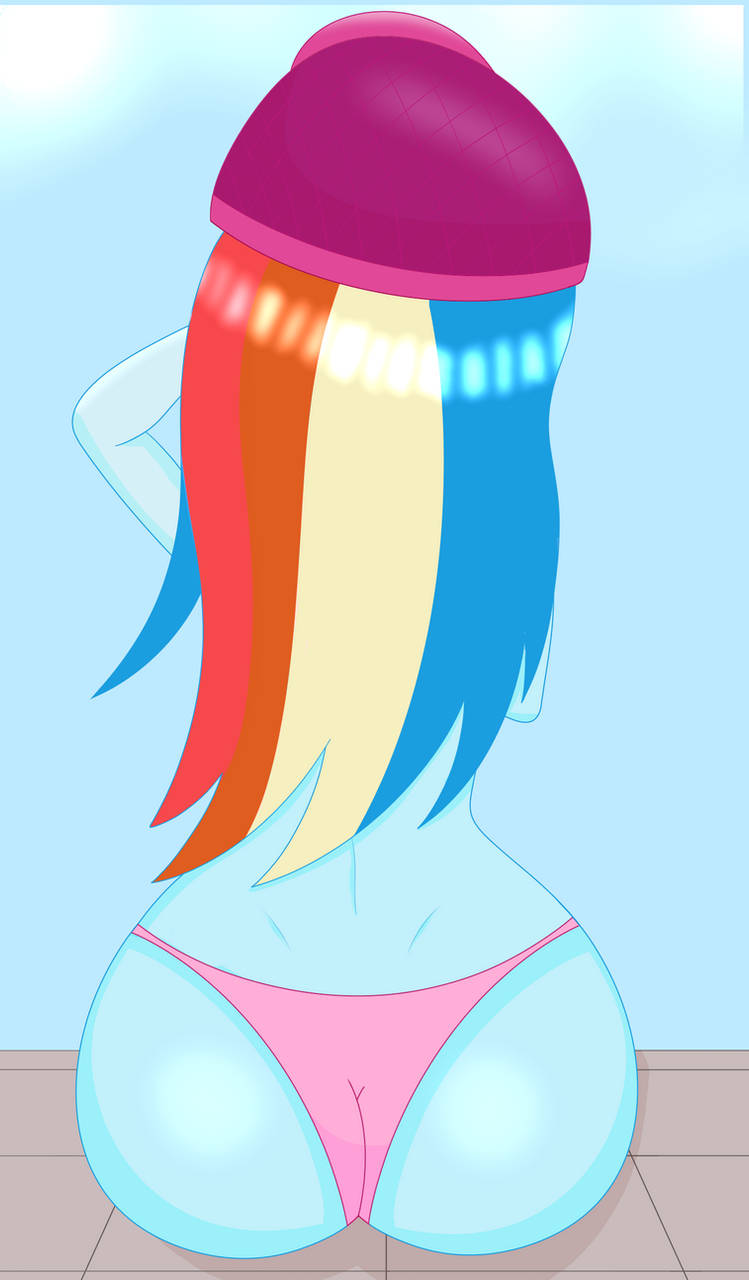 1girls ass derpybron equestria_girls female female_only girl hasbro mlp_g4 my_little_pony my_little_pony_friendship_is_magic my_little_pony_generation_4 rainbow_dash_(mlp) rear_view solo solo_female swimsuit