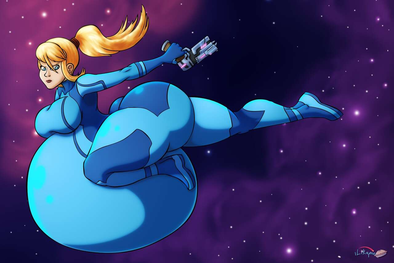 hyper_belly hyper_pregnancy ilikapie metroid pose pregnancy pregnant samus_aran skintight_suit solo solo_female space zero_suit_samus