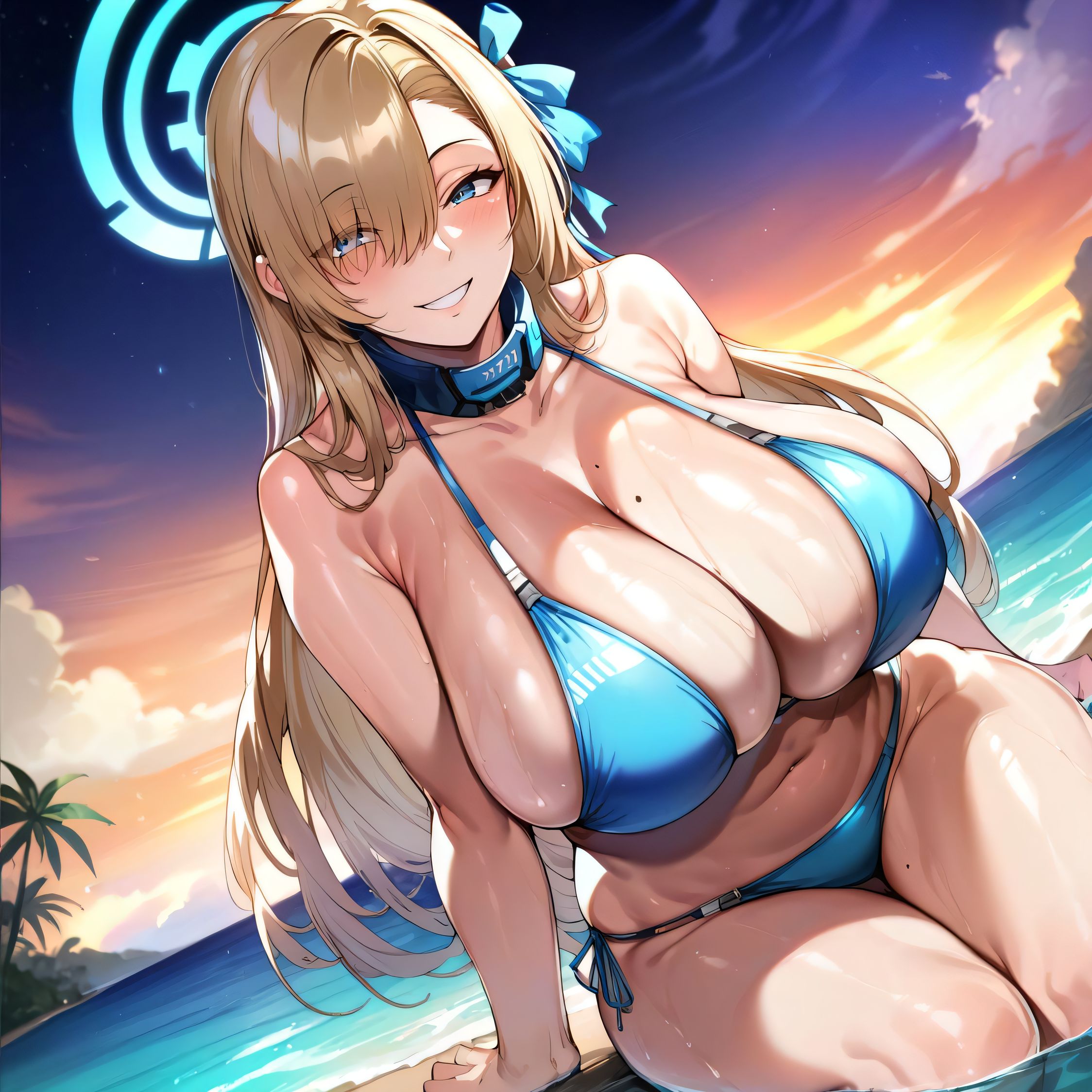 1girls, ai generated, alternate breast size, asuna (blue archive), big breasts, bikini, blue archive, breasts, busty, curvaceous, curvy, curvy body, curvy female, curvy figure, female, huge breasts, large breasts, nipples, sweat, sweating, sweaty, sweaty body, sweaty breasts, thick thighs, thighs, venus body