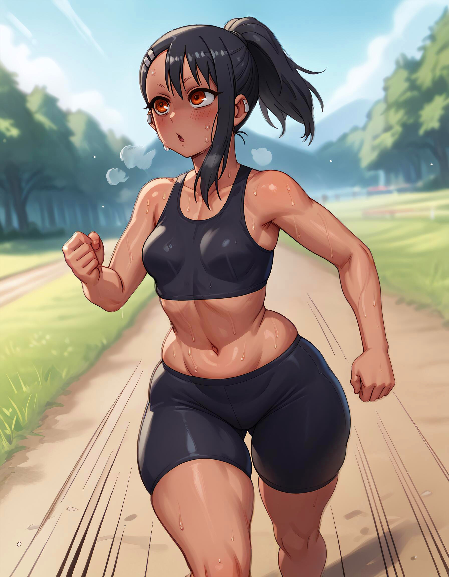 1girls, ai generated, ass, azure (artist), big ass, big butt, black shorts, black sports bra, bubble ass, bubble butt, female, female focus, gym bottomwear, gym clothes, gym shorts, gym uniform, hayase nagatoro, large ass, large butt, please don't bully me, nagatoro, shorts, sports bra, thick ass, thick legs, thick thighs, wide hips, wide thighs