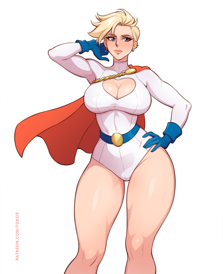 1girls big_breasts blonde_hair busty cleavage curvy dc dc_comics female kara_zor-l karen_starr pawg power_girl solo solo_female solo_focus superman_(series) toksie