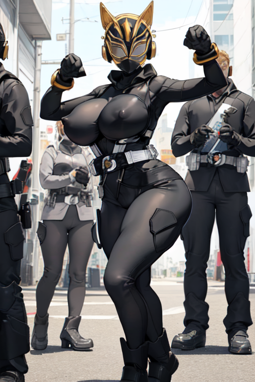 ai_generated armor armored_female breasts female female_only helmet kamen_rider kamen_rider_geats_(series) kamen_rider_na-go large_breasts thick_thighs thighs