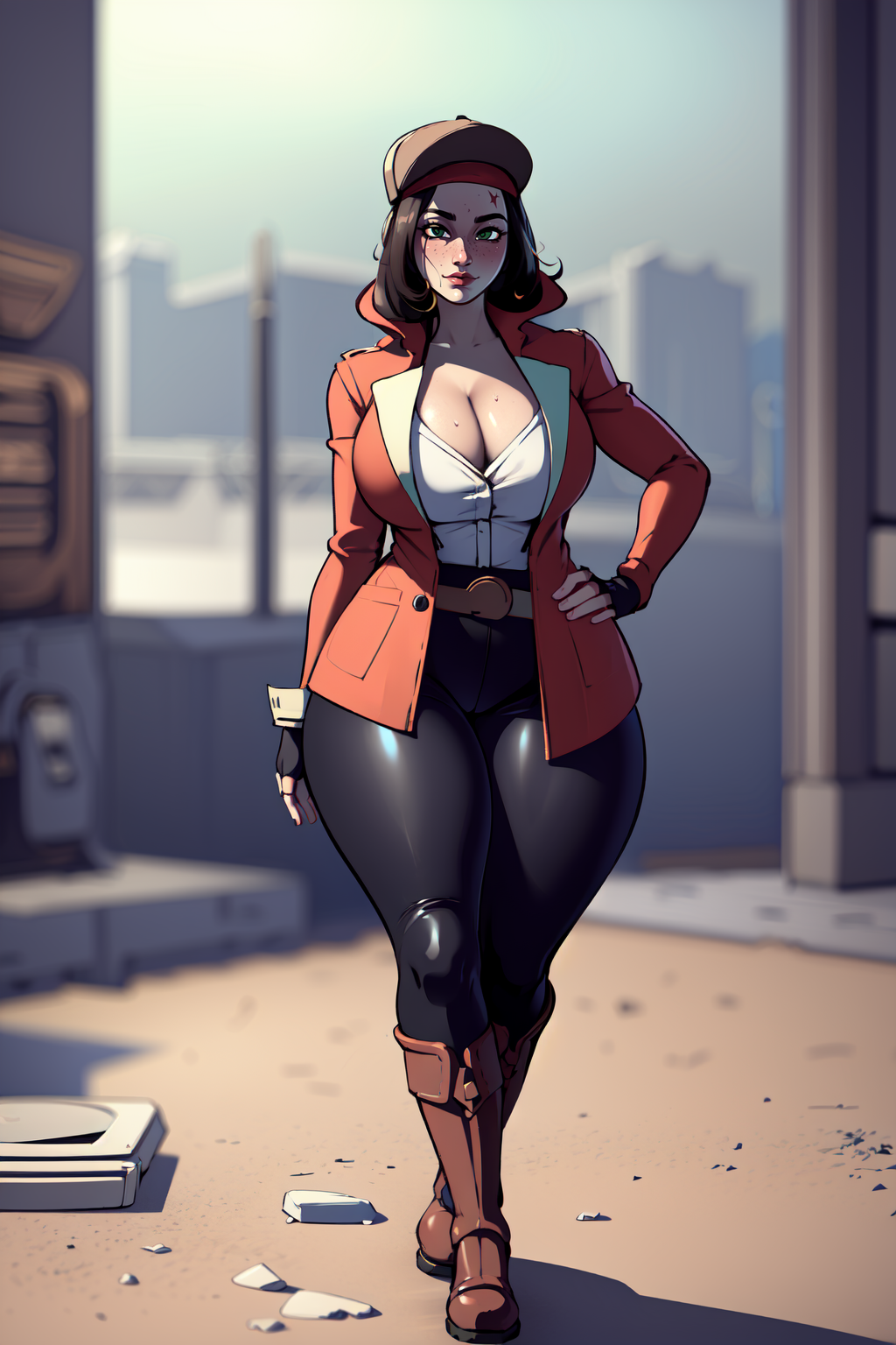 ai_generated charlie_hustle fallout fallout_(series) fallout_4 huge_breasts piper_wright slim_waist tagme thick_thighs wide_hips