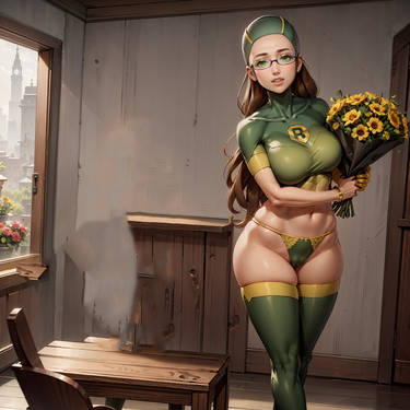 ai_generated big_ass big_butt big_legs big_thighs flower_in_hair flowers horny horny_female invincible invincible_(comics) invincible_(tv_series) leotard looking_at_viewer panties shrinking_rae underwear