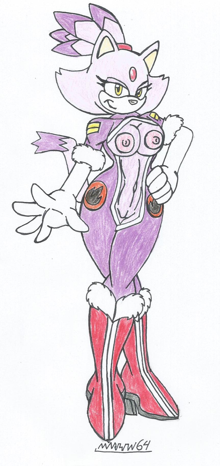 1girls blaze_the_cat catgirl elbow_gloves exposed_breasts exposed_pussy exposed_torso furry gem_on_forehead high_heel_boots long_boots long_gloves looking_at_viewer marlon64 medium_breasts modified_costume open_bodysuit purple_body purple_fur purple_hair sonic_(series) traditional_drawing_(artwork) white_background wide_hips yellow_eyes