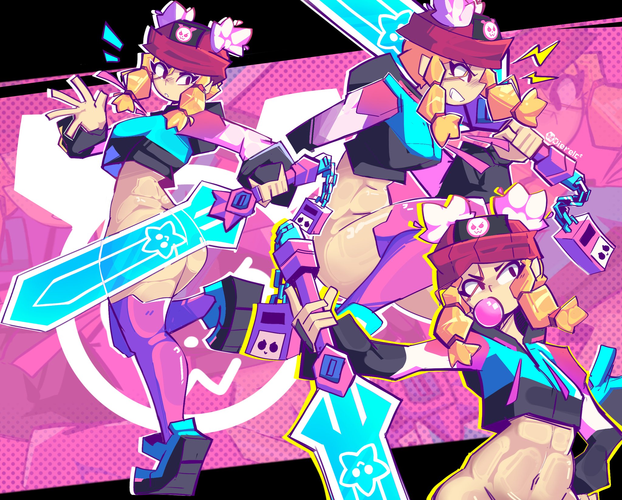 1girls, ass, bibi (brawl stars), bottomless, brawl stars, dierelc, female, gamer bibi (brawl stars), smile, solo, solo female, stockings, supercell, tagme, thighhighs