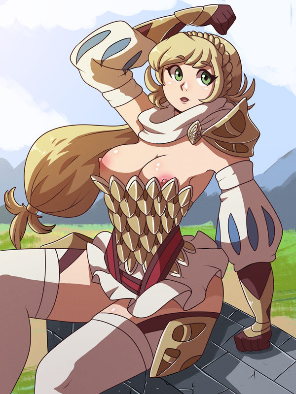 1girls blonde_hair female_only fire_emblem fire_emblem_heroes green_eyes kinkymation ponytail sharena_(fire_emblem) source_request