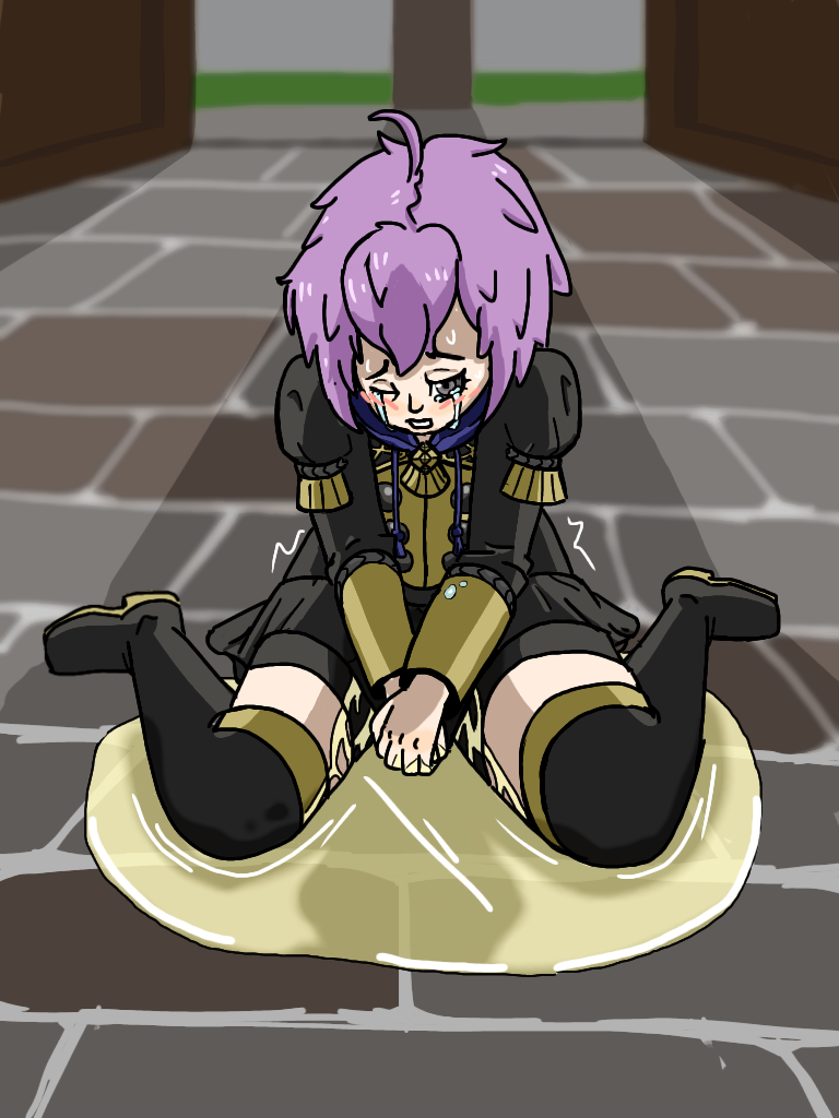 1girls bernadetta bernadetta_von_varley blush boots clothed crying embarrassed eye_closed female female_only fire_emblem fire_emblem:_three_houses human kneeling omorashi on_ground peeing peeing_on_floor peeing_self solo thigh_boots uniform urine urine_pool wet_clothes wet_underwear wet_uniform wetting wetting_self