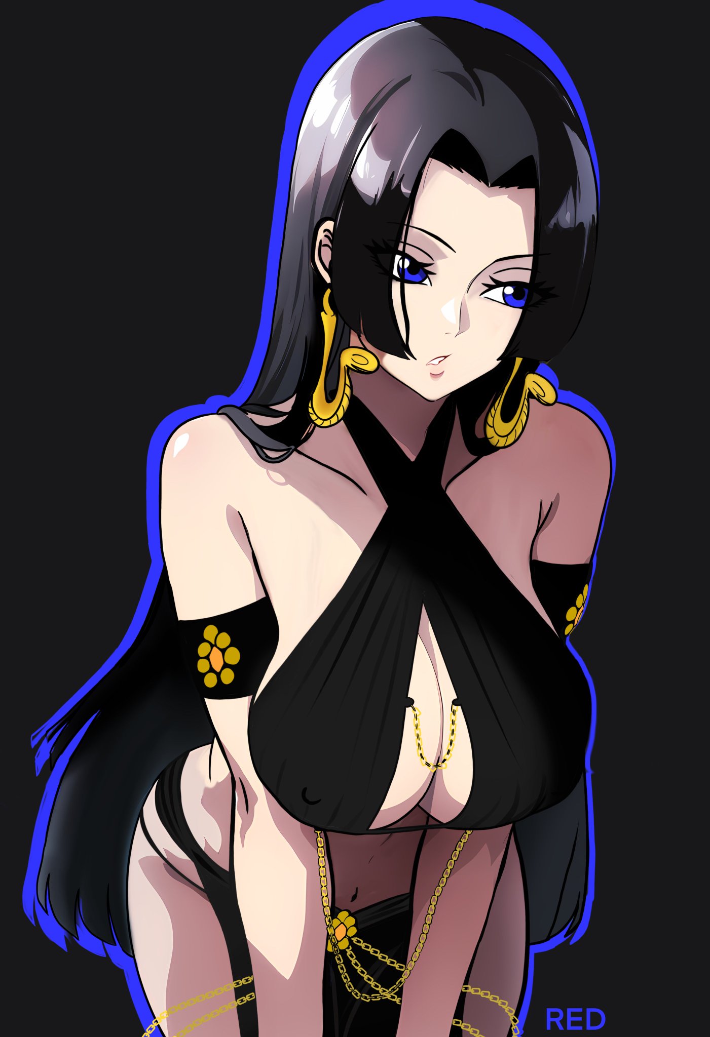 1girls, ai assisted, ai generated, bare arms, bare legs, bare shoulders, bare thighs, big breasts, black hair, black-haired female, blue eyes, boa hancock, breasts, clothed, clothing, color, dress, female, female focus, female only, hi res, jewelry, large breasts, light skin, light-skinned female, long hair, looking at viewer, one piece, redpostit, shounen jump, solo, solo female, tagme, thick thighs, yomorio lingerie