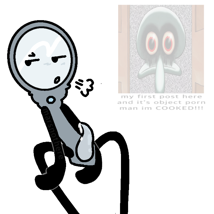 =3 annoyed_expression cum_dripping_from_penis digital_art freaky_ward meme_reference mirror mirror_(marsnothere) object_oc object_shows oc original original_character red_mist_squidward self_upload sighing squidward_tentacles tentacle_dick