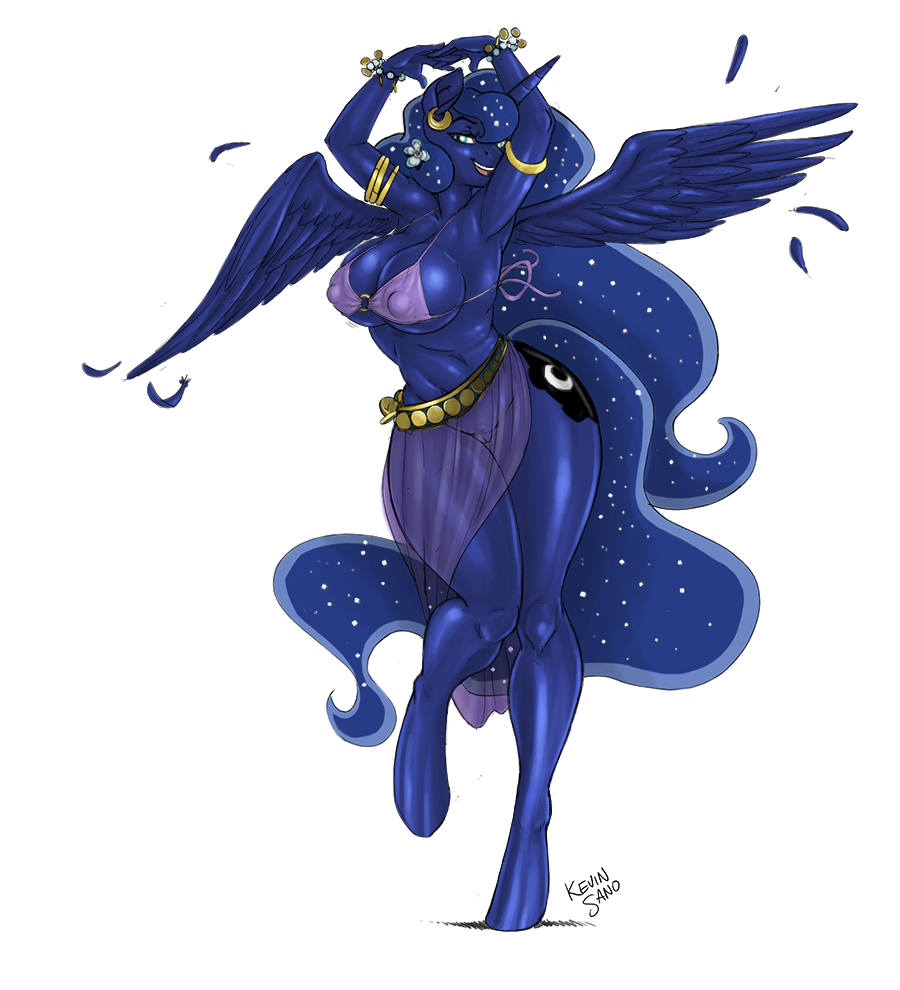 2014 alicorn anthro big_breasts breasts calves cleavage clothed clothing equine female friendship_is_magic hair horn huge_breasts kevinsano long_hair mammal monochrome my_little_pony nipple_bulge nipples plain_background princess_luna_(mlp) pussy seriousb skimpy smile solo thick_thighs translucent white_background wide_hips wings