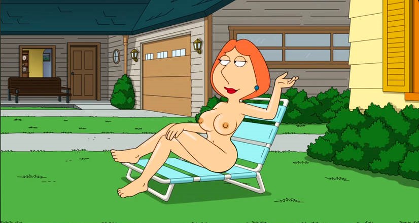 big_breasts casual family_guy female human lawn_chair lois_griffin nude nudist outdoors pale_skin renajon sitting_on_chair