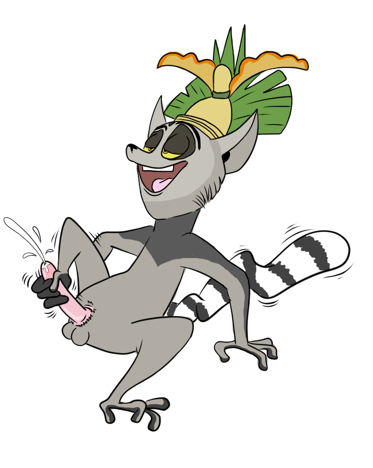 1boy anthro datsexylemur dreamworks king_julien lemur madagascar_(series) male male_only mammal masturbation open_mouth orgasm penis primate ringtail sex solo