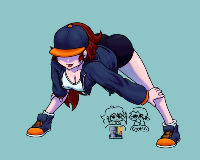 2024 2d 2girls auburn_hair bent_over big_butt boyfriend_(friday_night_funkin) breasts color cute_face dat_ass fat_ass friday_night_funkin girlfriend_(friday_night_funkin) hat jacket long_hair mommy seductive thick_ass tongue_out white_body