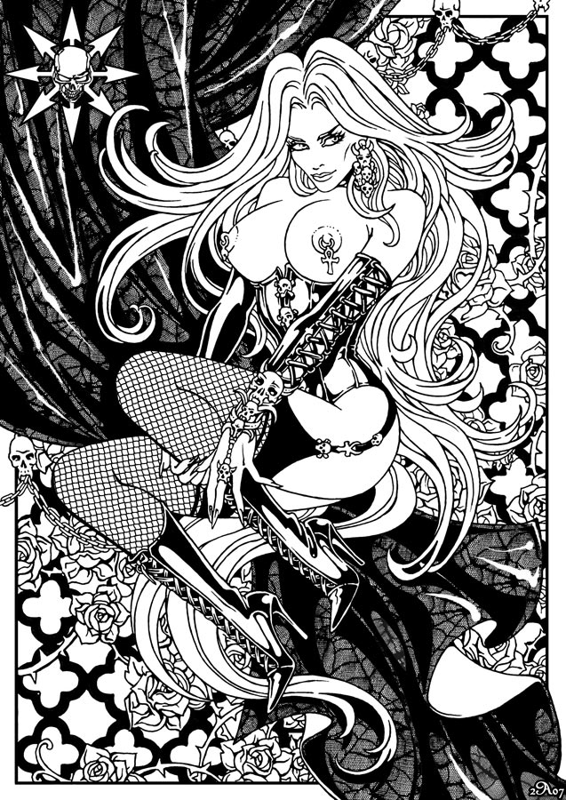 1girls 2007 black_and_white candra chaos_comics female female_only lady_death solo tagme