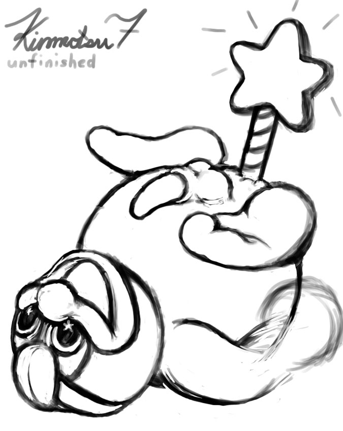 anal_insertion anthro furry insertion ket-ralus king_dedede kirby_(series) male male_only monochrome open_mouth simple_background solo star_rod white_background wip